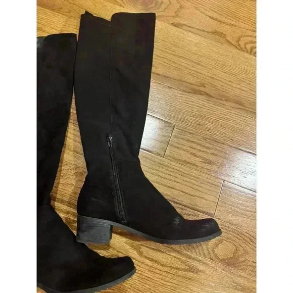 UNISA Boots Womens 9.5 M Gillean Tall Knee High Black Suede Pull On Cuban Heels - Picture 4 of 9